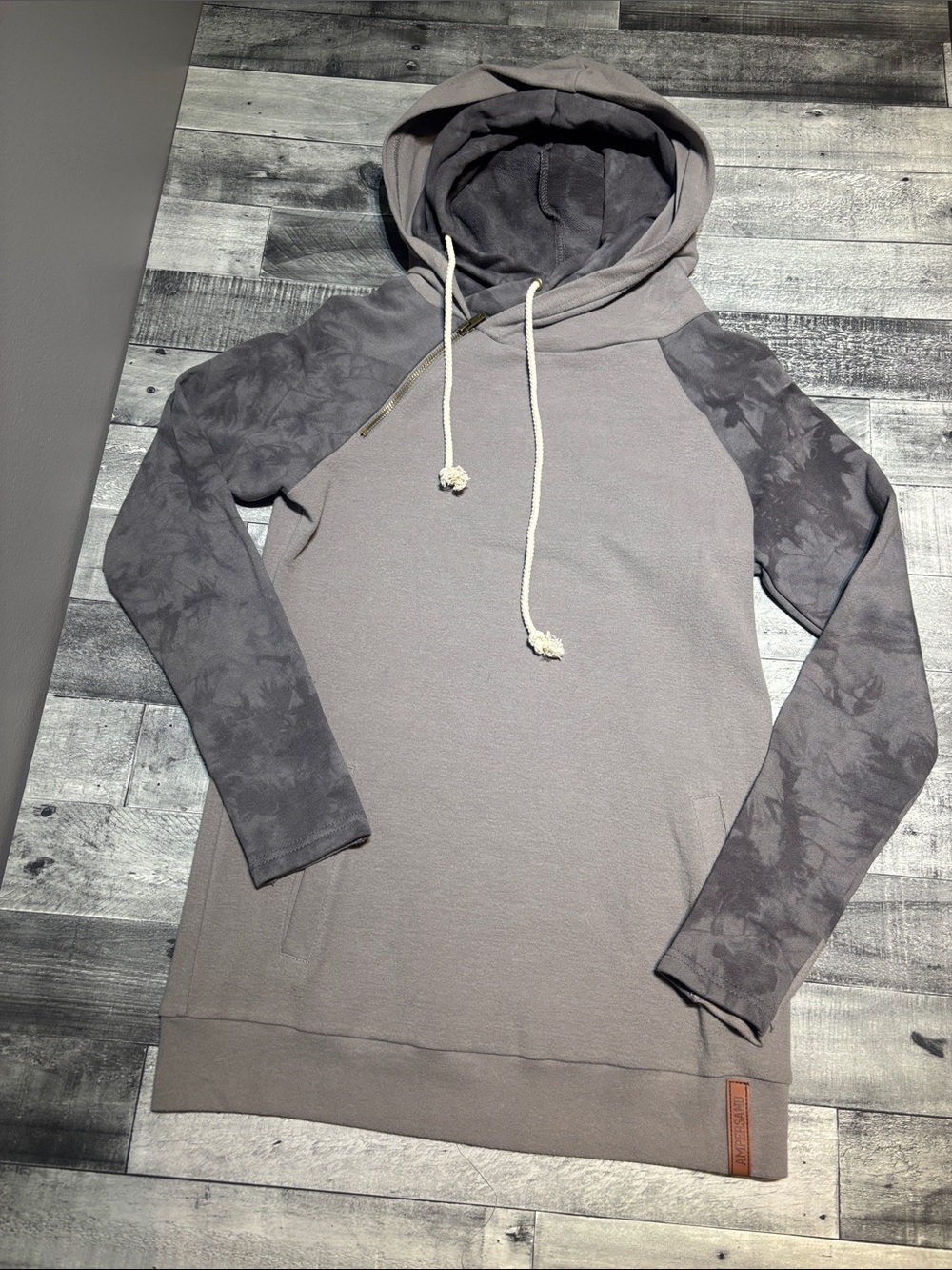 Ampersand- Charcoal Tie Dye Doublehood Sweatshirt